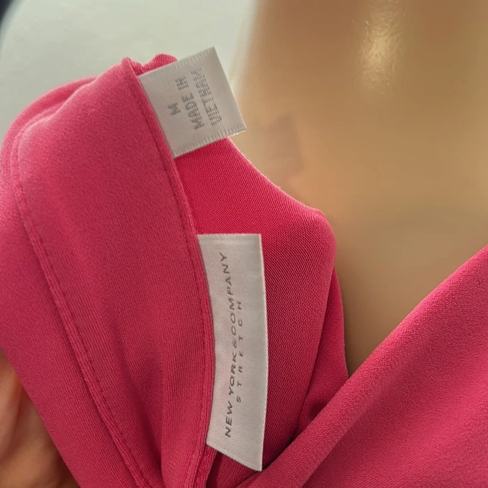 New York & Company Womens Sz M bubblegum pink 3/4 Sleeve Button Up Shirt Dress - Picture 3 of 3